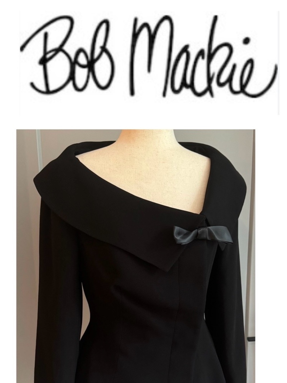 Bob Mackie Vintage Black Blazer with Satin Bow